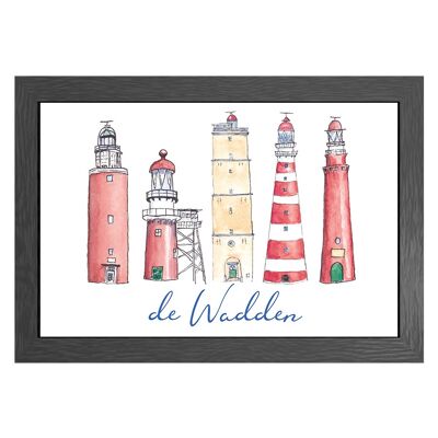 A3 frame wadden lighthouses text