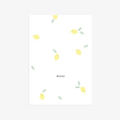 Mini carte Merci Citron et enveloppe