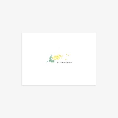 Mini carte Merci Mimosa et enveloppe