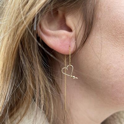 Boucle d'oreille chaîne mon coeur - Goldfilled 14 carats