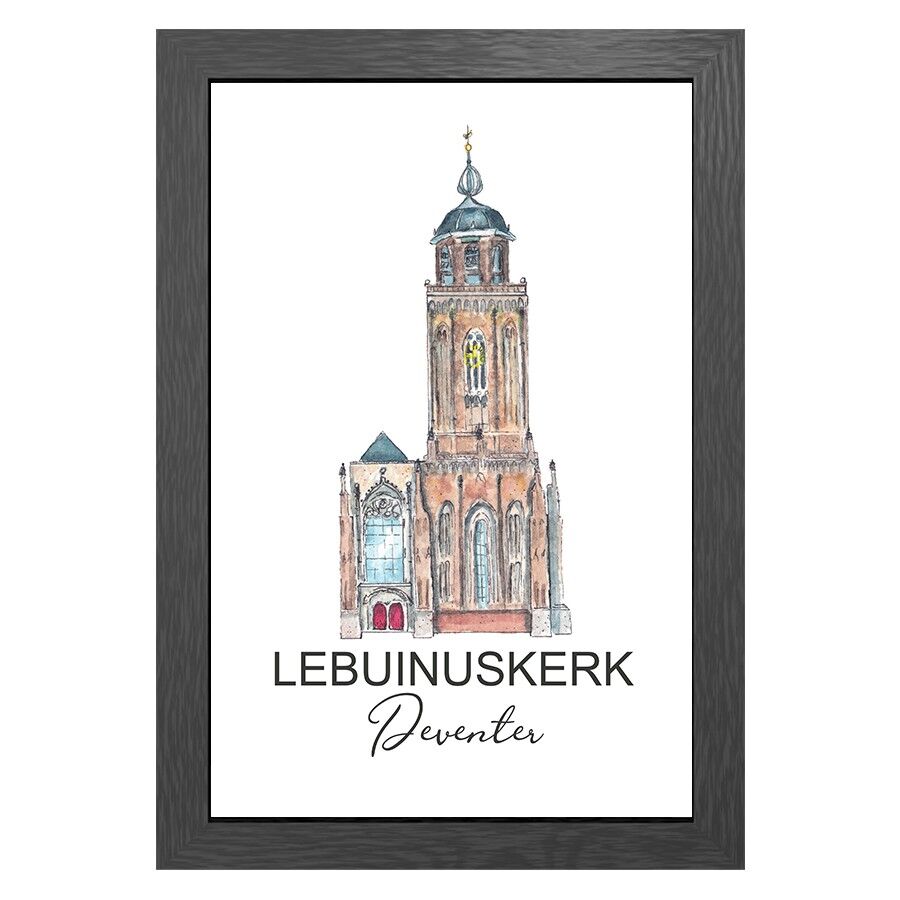 A3 POSTER LEBUINUSKERK DEVENTER AVEC ENTRÉE DANS LE CADRE - JOYIN