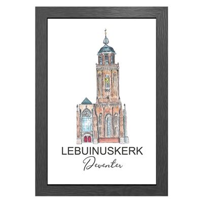 A3 poster lebuinuskerk deventer with entrence in frame - joyin