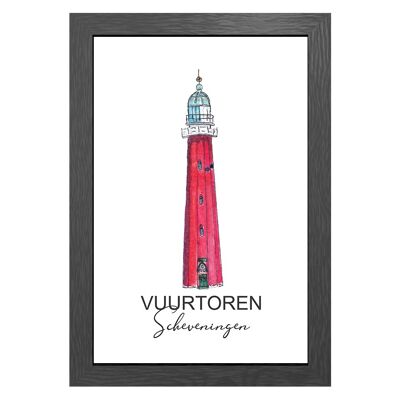 A3 poster lighthouse scheveningen in frame - joyin