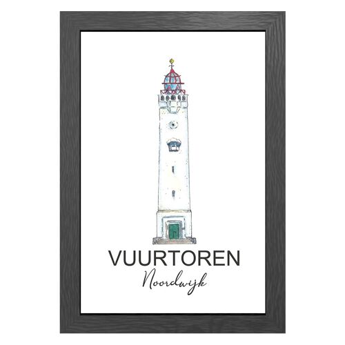 A3 poster lighthouse noordwijk zuid-holland in frame - joyin