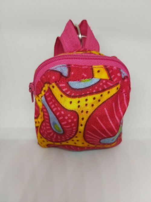 multi pink ankara backpack keychain