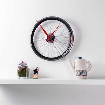 Horloge à roue de vélo de course petite - Aiguilles noires