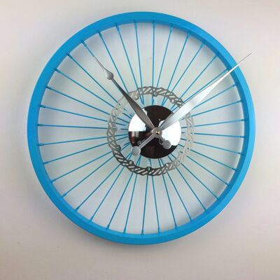 Blue Bike Wheel Clock With Brake Disc