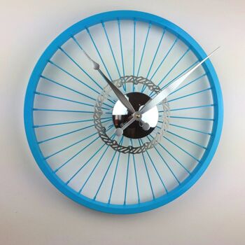 Horloge de roue de vélo bleue avec disque de frein 1