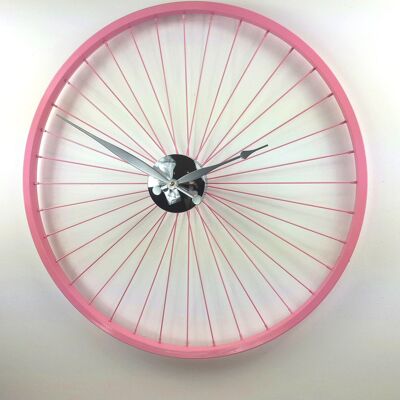 Pastel Pink Bike wheel clock 57cm