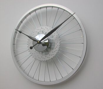 Horloge Roue de Vélo Pignon Argent 45cm 2