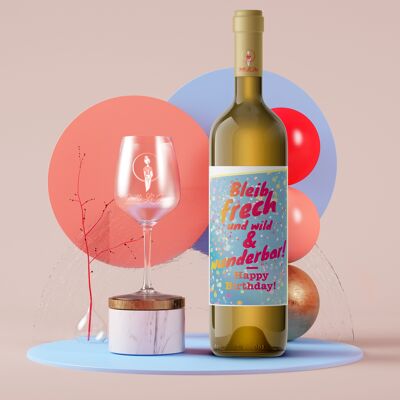 Stay sassy and wild & wonderful... Happy Birthday! | Birthday bottle label | Portrait | 9 x 12cm | Netti Li Jae®