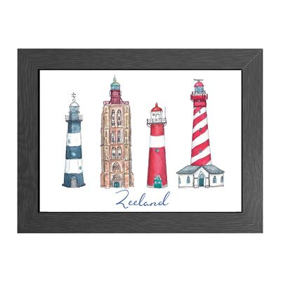 A4 poster zeeland lighthouses in frame - joyin
