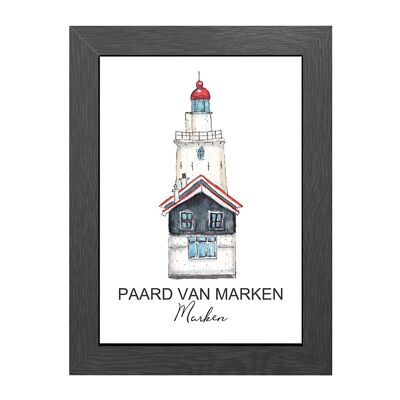 POSTER A4 FARO PAARD VAN MARKEN IN CORNICE - JOYIN