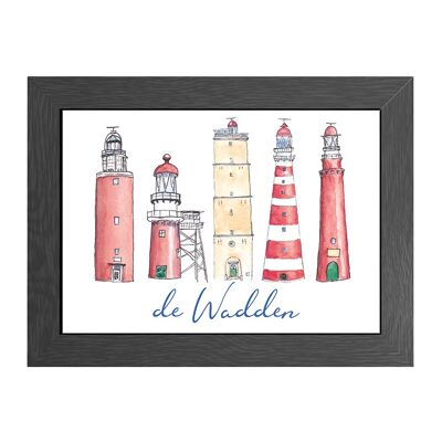 A4 frame wadden lighthouses text
