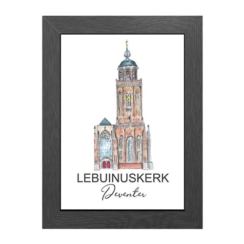 A4 poster lebuinuskerk deventer with entrence in frame - joyin