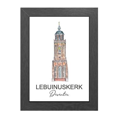 A4 POSTER TOWER LEBUINUSKERK DEVENTER EN CADRE CADRE - JOYIN