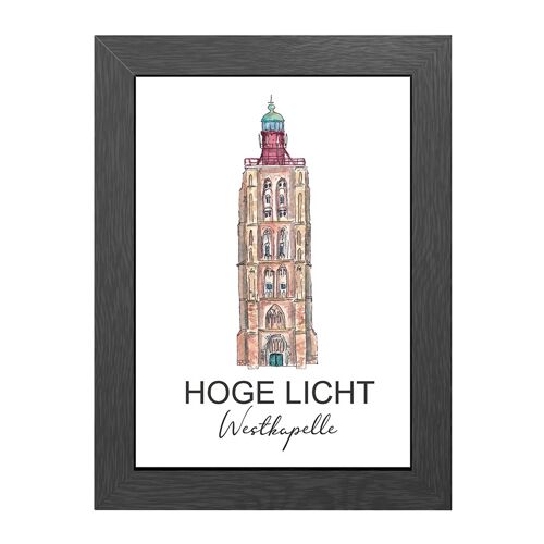 A4 poster lighthouse hoge licht westkapelle in frame - joyin