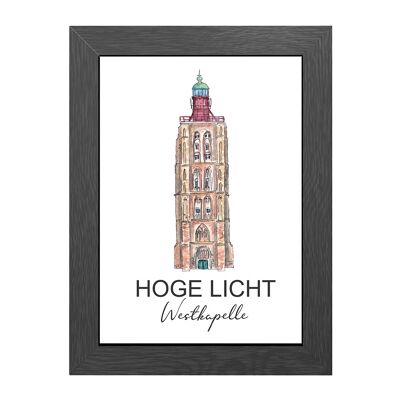 A4 poster lighthouse hoge licht westkapelle in frame - joyin