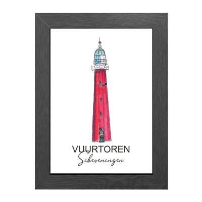 A4 poster lighthouse scheveningen in frame - joyin