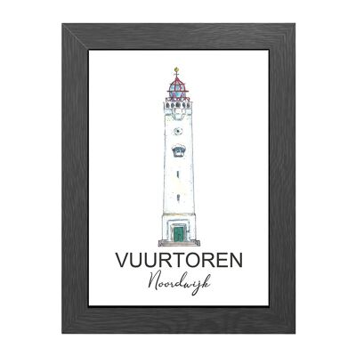 A4 POSTER LEUCHTTURM NOORDWIJK IM RAHMEN - JOYIN