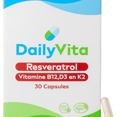 Resveratrol, Vitamine B12, D3 & K2 | 30 Vegan capsules