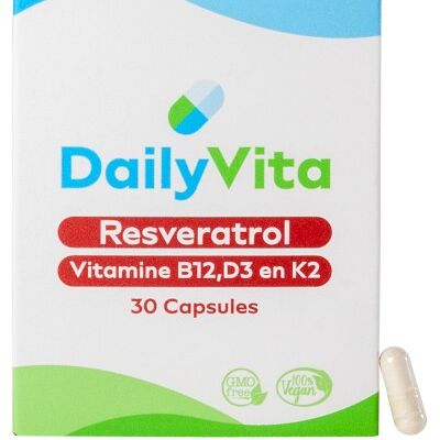 Resveratrol, Vitamine B12, D3 & K2 | 30 Vegan capsules