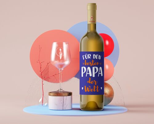 Für den besten Papa der Welt | Flaschenetikett | Hochformat | 9 x 12cm | selbstklebend | Netti Li Jae®