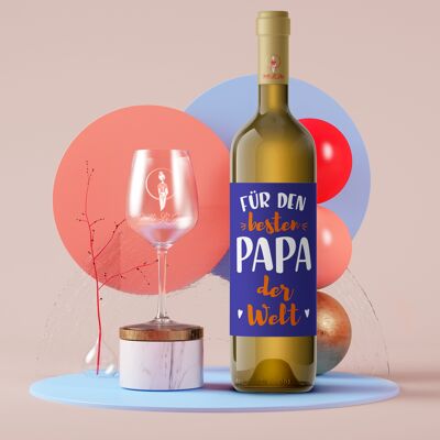 Per il miglior papà del mondo | etichetta della bottiglia | Ritratto | 9 x 12 cm | autoadesivo | Netti Li Jae®