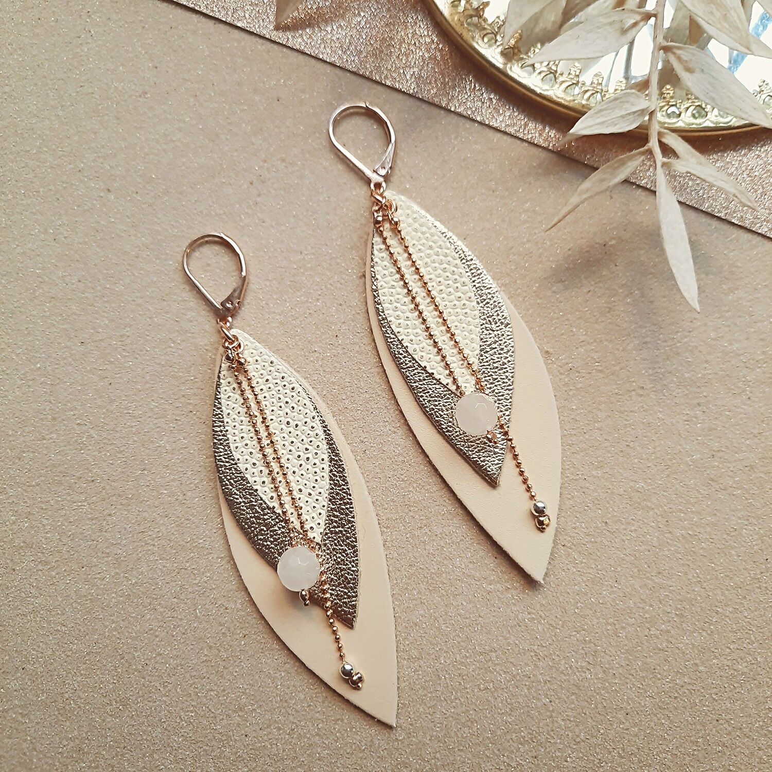 Boucles d'oreilles mariage POP Ivoire