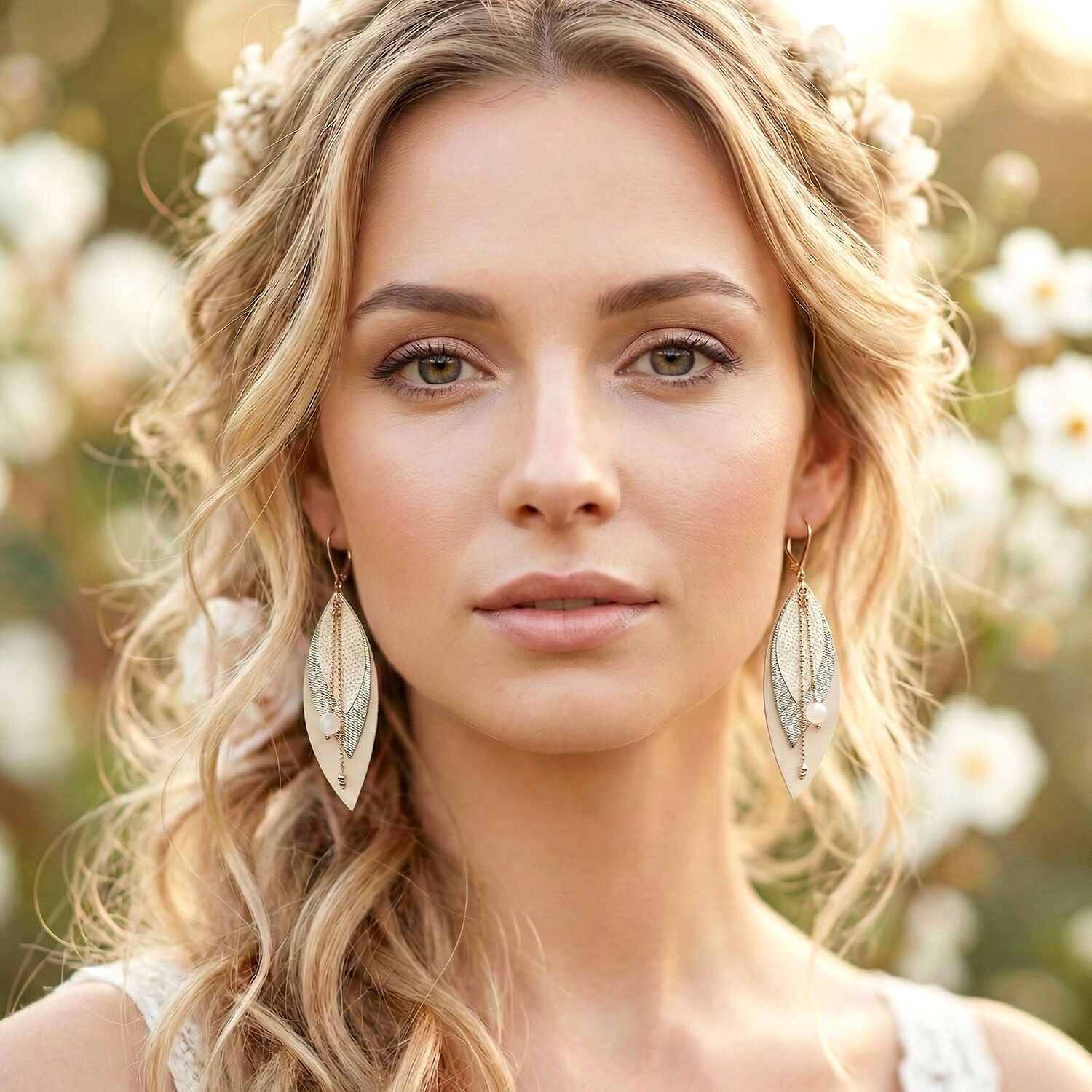 POP Elfenbeinfarbene Hochzeitsohrringe