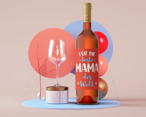 Für die beste Mama der Welt | Flaschenetikett | Hochformat | 9 x 12cm | selbstklebend | Netti Li Jae®