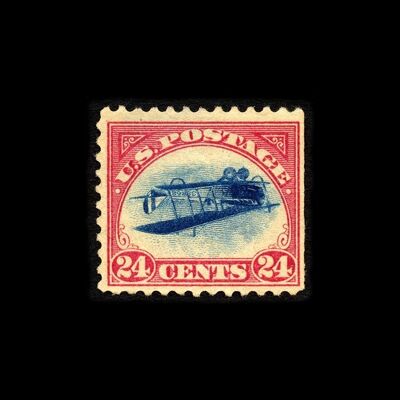 POSTAGE STAMP PRINTS: Stamp Collector Philately Art - 5 x 7" - Inverted Jenny