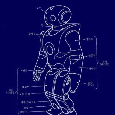 ROBOT PATENT PRINT: Science Blueprint Artwork - 7 x 5" - Blue