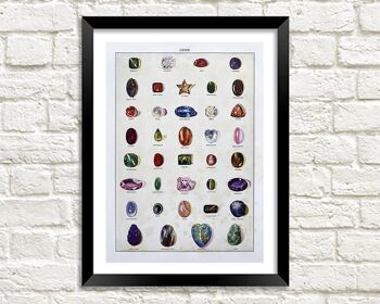GEMS POSTER : Impression d'art de pierres précieuses vintage - 24 x 36"
