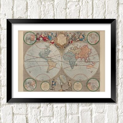 WORLD MAP PRINT: John Senex Atlas Artwork - A5
