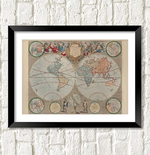 WORLD MAP PRINT: John Senex Atlas Artwork - A4