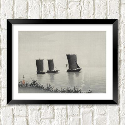 FISHING BOATS PRINT: Vintage Ohara Koson Artwork - A3