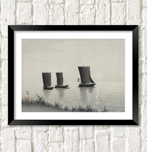 FISHING BOATS PRINT: Vintage Ohara Koson Artwork - 16 x 24"