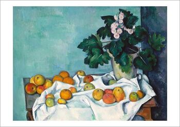 PAUL CEZANNE : Nature morte aux pommes et un pot de primevères, Fine Art Print - A4 (12 x 8")