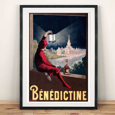 BENEDICTINE POSTER: Vintage French Drink Art Print - A4