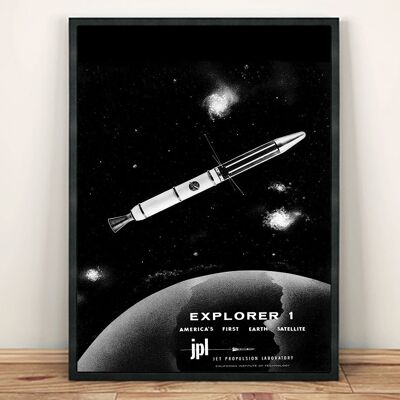 NASA EXPLORER POSTER: 1958 Satellite Launch Space Print – 24 x 36"