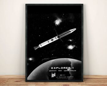 NASA EXPLORER POSTER : 1958 Satellite Launch Space Print - A4