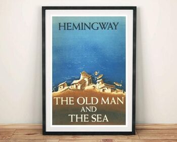 COUVERTURE DE LIVRE CLASSIQUE : Vintage Old Man and the Sea Art Print - 7 x 5"
