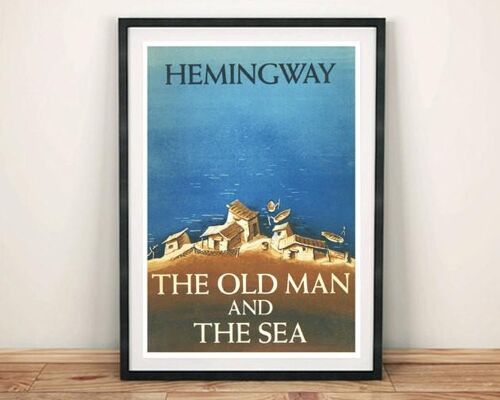 CLASSIC BOOK COVER: Vintage Old Man and the Sea Art Print - 16 x 24"