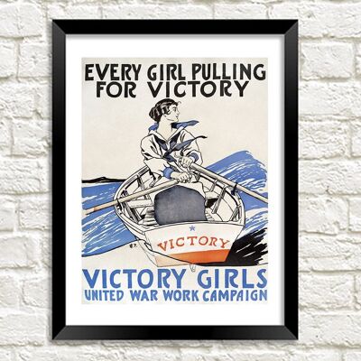 VICTORY GIRLS POSTER: Vintage Wartime Advertising Art Print – 7 x 5"