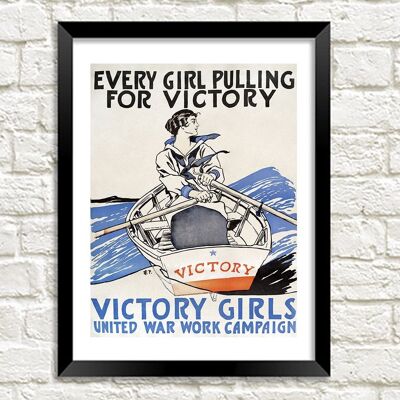 POSTER DELLE RAGAZZE DELLA VITTORIA: Stampa artistica pubblicitaria in tempo di guerra vintage - 7 x 5"