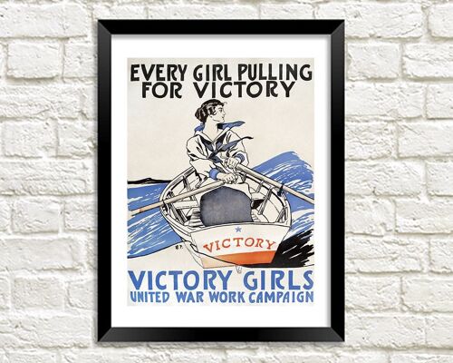 VICTORY GIRLS POSTER: Vintage Wartime Advertising Art Print - A4