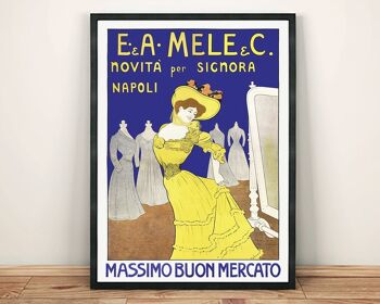 MASSIMO BUON MERCATO AFFICHE : Vintage Ladies Clothing Advertising Art Print - 16 x 24"
