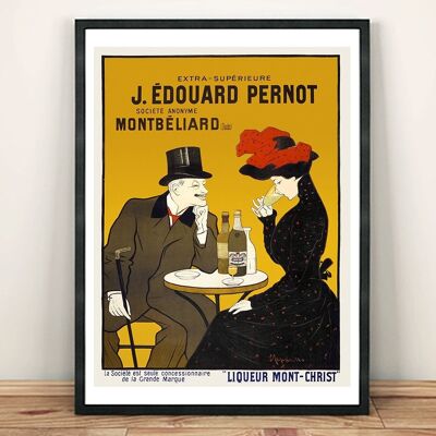 PERNOT AFFICHE : Affiche publicitaire Vintage Liqueur Mont-Christ - 17,8 x 12,7 cm