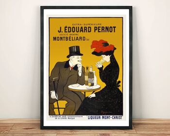 PERNOT AFFICHE : Affiche publicitaire Vintage Liqueur Mont-Christ - 17,8 x 12,7 cm